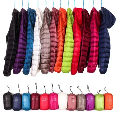 Buy Ladies Winter Quilted Puffer Coats Hooded Ultralight Padded Down Jacket Overcoat • 28.79£
