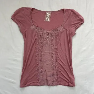 Buy Y2k Next Pink Corset Style Milkmaid Sleeve T Shirt Size 12 • 15£