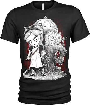 Buy Alice In Wonderland T-Shirt Womens Ladies Goth Punk Rock Emo Fantasy • 11.95£