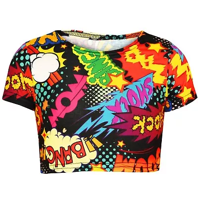 Buy Kids Girls Wow Bang Boom Trendy Fashion Stylish Crop Top T Shirt Tops 7-13 Years • 4.99£