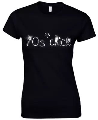 Buy 70s SEVENTIES CHICK - Crystal Ladies Fitted T Shirt - Rhinestone - (ANY SIZE) • 9.99£