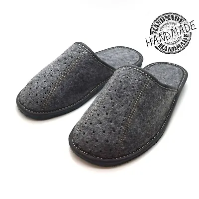 Buy New Grey Mens Comfort House Slippers Felt Slip On Shoes UK Size 6 7 8 9 10 11 F • 9.99£