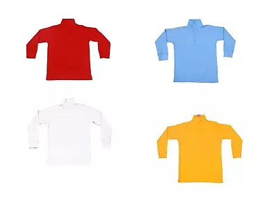 Buy 2 PK Boys Girls Kids Unisex Plain Full Sleeve Polo Shirt School Uniform 5-14 Yrs • 8.99£