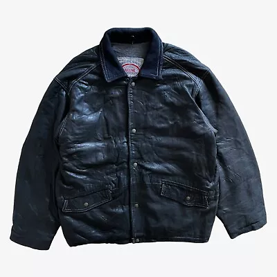 Buy Vintage 90s Men's Redskins National League Black Leather Varsity Jacket, Retro • 125£