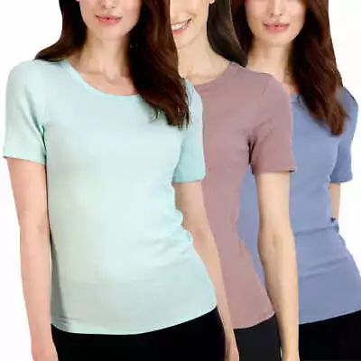 Buy Lucky Brand Ladies’ Size X-Large Ribbed Crew Short Sleeve T-Shirts, 3-pack  • 16.06£