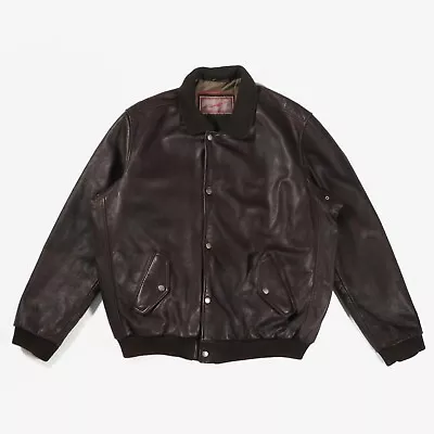 Buy Chevignon Leather Jacket Flight A2 Bomber Vintage Dark Brown Men's XL 52  Chest • 79.99£