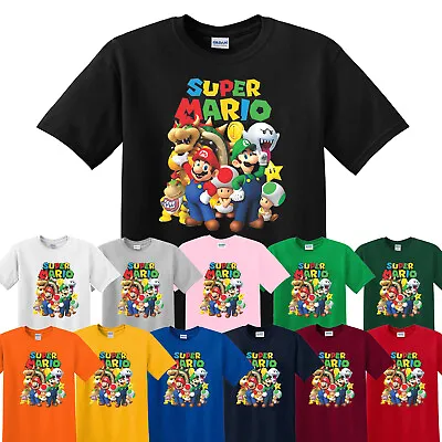 Buy SUPER MARIO T-Shirt Kids Boys Girls Unisex T Shirt Short Sleeve Tee Shirt Top UK • 24.99£