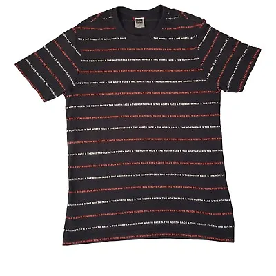 Buy The North Face T-Shirt Classic Stripe All Over Print Crew Neck Mens Medium Black • 9.99£