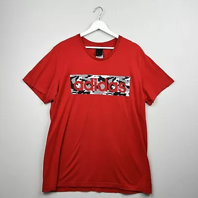 Buy Adidas T Shirt Mens Large Red Camouflage Print Logo Short Sleeve Crew Neck • 6.99£