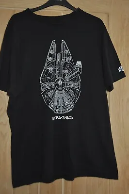 Buy Star Wars Millennium Falcon Print T-shirt (SIZE LARGE) Black Men's • 8.50£
