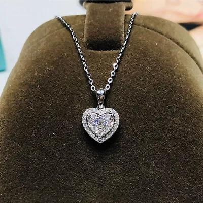 Buy Heart Crystal Pendant 925 Silver Chain Necklace Women Girl Jewellery Necklaces • 3.19£