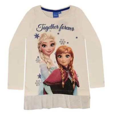 Buy Disney Frozen Kids T-Shirt Top With Glitter - Anna & Elsa • 6.60£