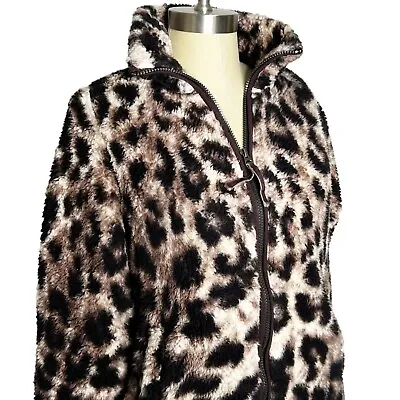 Buy Member's Mark Cozy Sherpa | Womens Size S Brown Black Animal Print Jacket • 23.86£