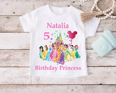 Buy Custom Princess T-Shirt, Disney Princess Shirt, Birthday Girl Shirt, Princess • 16.29£