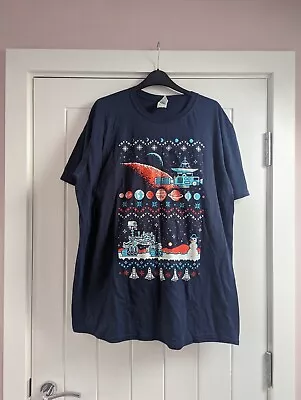 Buy T-Shirt Space Invaders Christmas Tee Gildan Blue Short Sleeve XL Gamer Retro • 5£