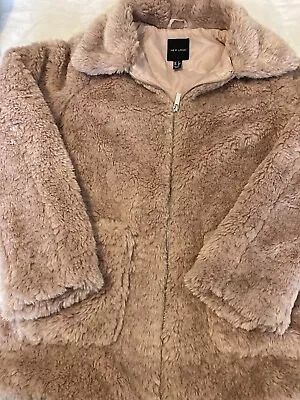 Buy Ladies Teddy Jacket New Look Dusty Pink Size 10/12 Fluffy Warm Preowned GC • 17.99£