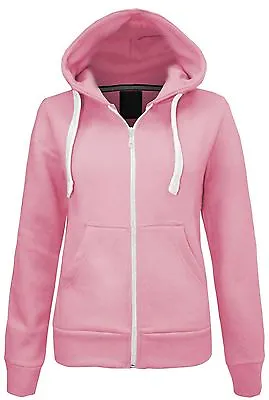 Buy Ladies Plain Zipped  Hoodie  Top UK Size 8 - 22 • 11.99£