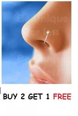 Buy Nose Ring Helix Small Thin 1 Crystal Hoop Stud-Sparkly Crystal Nose Hoop • 3.49£