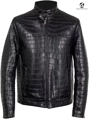 Buy Men's Crocodile Leather Black Fashion & Motorbike Classic Jacket • 141.16£