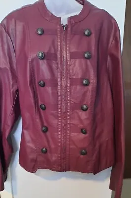Buy Torrid 3 Moto Faux Leather Jacket Burgundy XL/XXL Lace Up Sides Steampunk Look • 28.37£