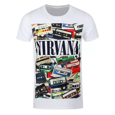 Buy Nirvana T-Shirt Cassettes Band Official White New • 14.95£