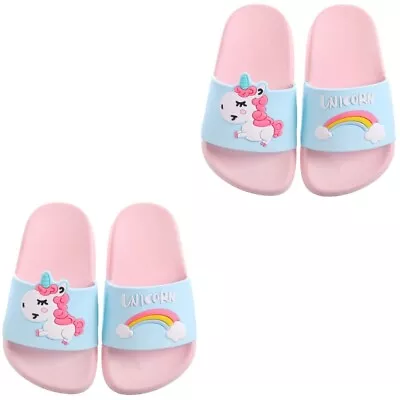 Buy  2pcs Cartoon Unicorn Pattern Slipper Anti Children Slippers For Boy Girl (Pink • 15.73£