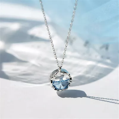 Buy Sterling Silver Mermaid Tail Tears Cubic Zirconia Pendant Necklace Women Jewelry • 2.20£
