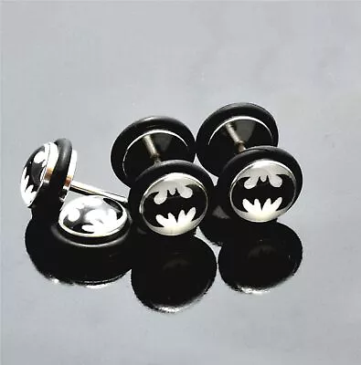 Buy Earring Fake Tunnel Batman Superhero O Seal Surgical Steel Ear Stud Bat Logo 18g • 3.02£