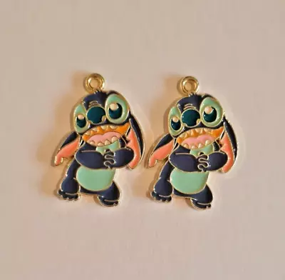 Buy B5 - STITCH - 2pc Enamel Pendants Charms For Jewellery Making & Crafting • 1.99£