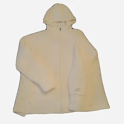 Buy NEW BALANCE Womens Hoodie Jacket Sweatshirt  Medium Ivory Full Zip Microfiber • 31.18£