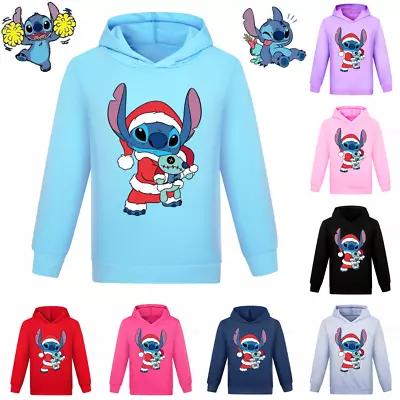 Buy Kids Lilo And Stitch Christmas Hoodies Jumper Sweatshirt Long Sleeve Pullover UK • 8.07£