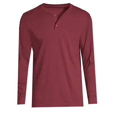 Buy Mens Long Sleeve T-shirt Grandad Hanley Buttons Neck Cuff Plain Casual Top M-3XL • 6.99£