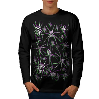 Buy Wellcoda Widow Spider Animal Mens Long Sleeve T-shirt, Phobia Graphic Design • 21.99£