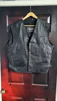 Buy Vintage Mens Black Leather. Rksport Bike Wear Biker Waistcoat Sleeveless Jacket • 10£