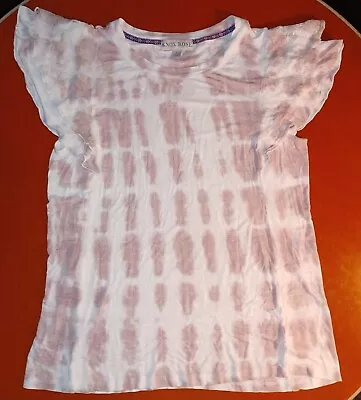 Buy Knox Rose T Shirt Womens Large Pink Tie Dye Boho Flutter Lace Short Sleeve Top • 7.89£