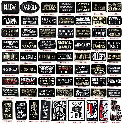 Buy Slogans Biker Rider Jacket Quotes Funny Patch Iron On Sew On Embroidered Patch • 2.99£