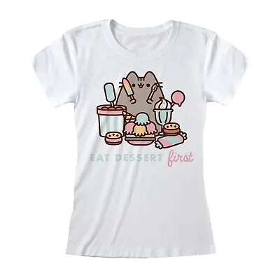 Buy Pusheen - Eat Dessert First Fitted T-Shirt (White) • 12.19£