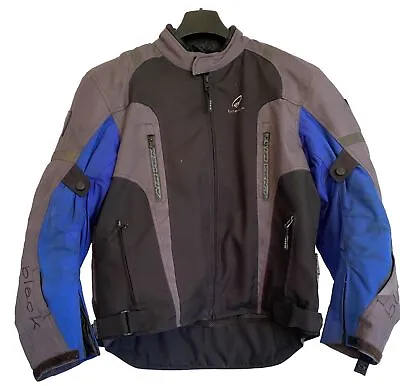 Buy Mens BLACK Motorcycle Jacket Grey Blue UK Size XL Biker Clothing Armoured • 39.99£