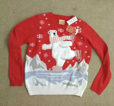 Buy Elf Approved Red Fluffly Bear Christmas Jumper Size M • 3£