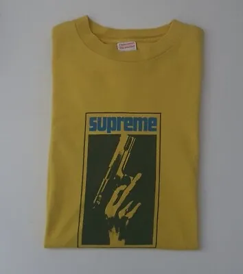 Buy SS05 Supreme STAX Records Gun Tee M Medium Yellow T-shirt Vintage 2005 Very Rare • 140£