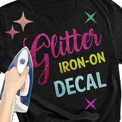Buy Glitter Sparkle Letters Design Heat Transfer T-Shirt Iron-On Name Custom Decals • 6.88£
