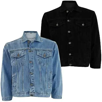 Buy Mens Denim Jacket Cotton Classic Trucker Jeans Jacket Western Style Small To 6XL • 21.99£