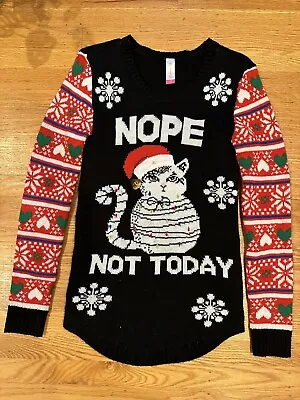 Buy Youth/Child Small 3-5 Unisex Ugly Christmas Sweater  Nope Not Today  Grumpy Cat • 15.97£