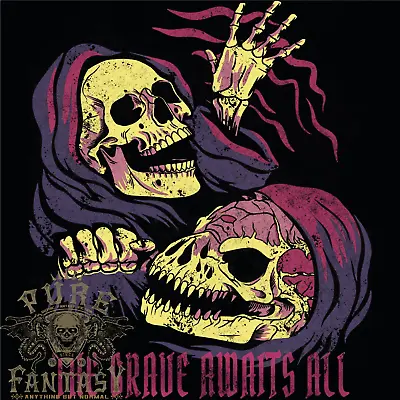 Buy The Grave Awaits All Grim Reaper Skulls Mens T-Shirt 100% Cotton • 10.75£
