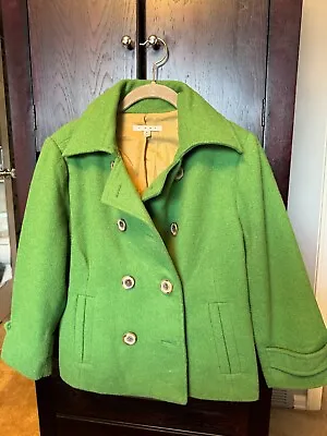 Buy Cabi #659 Jacket Sizer 8 Clover Green Pea Coat Wool Double Breasted Lined • 15.92£