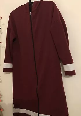 Buy Longline Hoodie / Coat  Size Large Burgundy • 3.99£