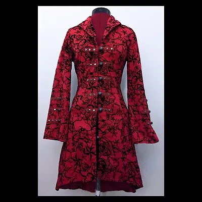 Buy H&R Gothic Coat Jacket Size 10 Flocked Corset Red & Black Vamp Alt Victorian  • 19.50£