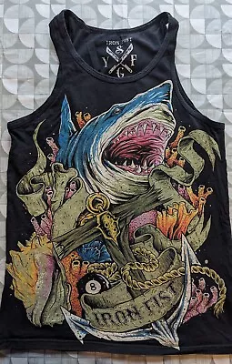 Buy Men's Iron Fist Clothing Vest Top Small Sharks Nautical Emo Alternative Indie  • 13£