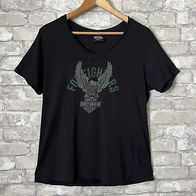 Buy Harley Davidson Foo Fighters Women's 2XL Graphic Tshirt Vneck Short Sleeve Black • 33.08£
