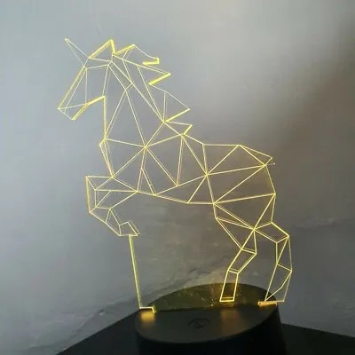 Buy Unicorn 3D Acrylic LED Visual Night Light Lamp Novelty Gift Bedroom -Broken Tail • 5.99£